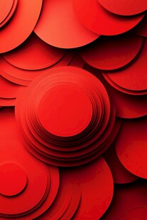 红色立体圆形纸艺背景