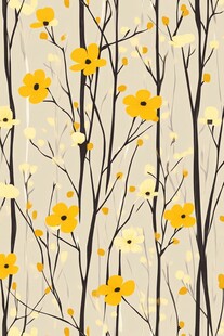 黄色花卉图案背景纹理