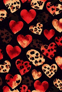 心形豹纹图案无缝背景