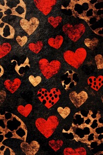 爱心豹纹图案纹理背景
