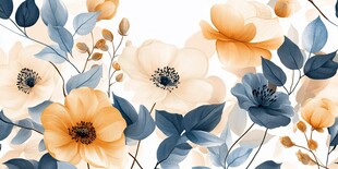 蓝黄花卉图案背景