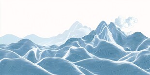 梦幻蓝色山脉景观