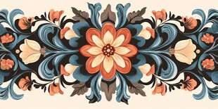 复古花卉边框图案设计
