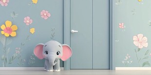 可爱小象守护梦幻儿童房门