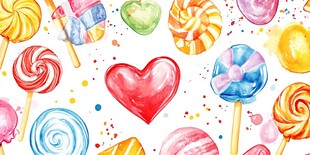 多彩水彩风糖果插画图案