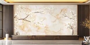 中式大理石梅花背景墙