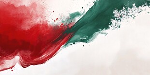 红绿色彩交融水墨动感画面