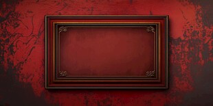 复古红墙中的精美画框