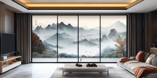 中式客厅山水窗景意境美