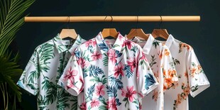 多彩花衬衫挂架展示