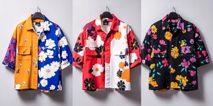 多彩花卉风短袖衬衫展示