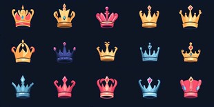 多彩精美皇冠图标集合