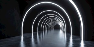 未来感霓虹灯光隧道空间