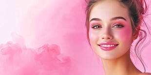 粉漾妆容美女绽放迷人笑