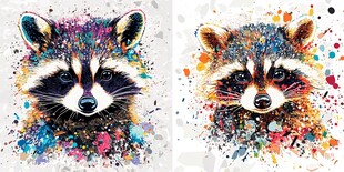 多彩水彩风浣熊肖像画