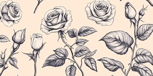 手绘玫瑰花卉图案素材