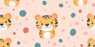 可爱老虎波点图案背景