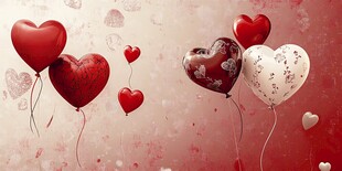 浪漫心形气球背景图
