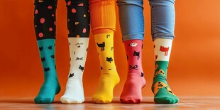 多彩卡通图案袜子展示