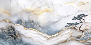 水墨山水金纹中式背景图