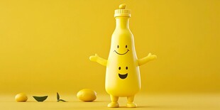黄色笑脸瓶 可爱拟人形象