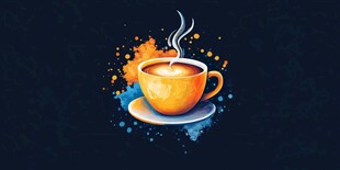 热气腾腾的水彩风咖啡杯