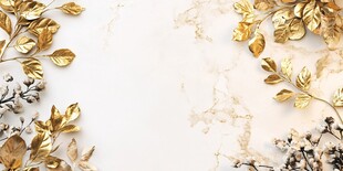 金色叶饰装点的优雅背景