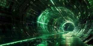 未来科技感的发光隧道