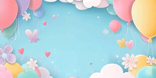 梦幻气球花卉背景图