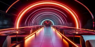 炫彩霓虹隧道风餐厅空间