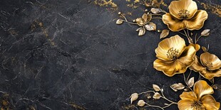 黑金花卉大理石纹理背景