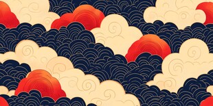 中式云纹海浪传统图案