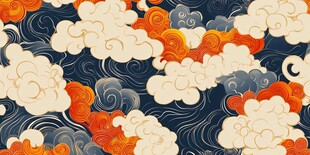 中式云纹海浪图案设计