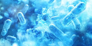 蓝色微观世界中的细菌影像