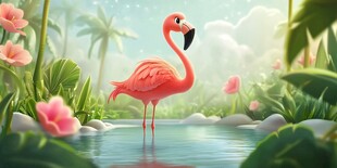 粉红火烈鸟的梦幻丛林世界