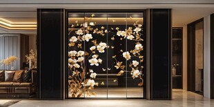 中式玄关精美玉兰花屏风