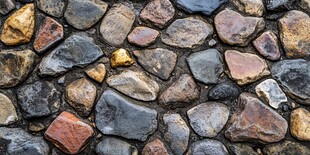 多彩鹅卵石墙面纹理特写