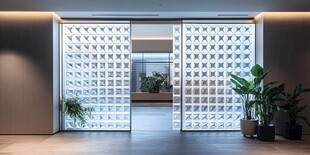 现代玻璃砖隔断室内空间