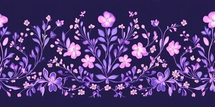 紫色花卉边框装饰图案