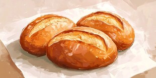 美味烘焙面包三枚