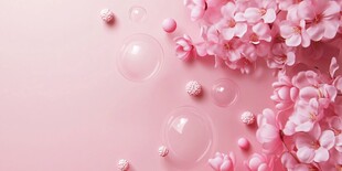 粉色浪漫樱花与梦幻气泡
