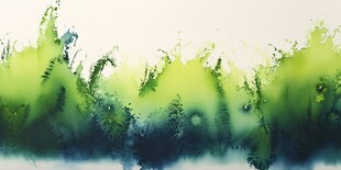 梦幻绿意水墨风景