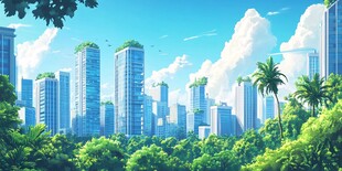 绿色都市 森林与高楼的融合