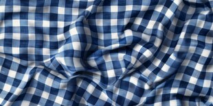 蓝白格纹褶皱布料纹理