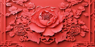 红色牡丹雕花艺术装饰
