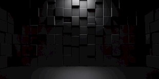 黑暗空间中的立体方块组合