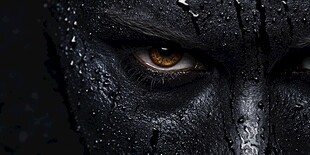 神秘黑面人带水珠的眼眸