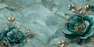 青蓝花卉大理石背景图