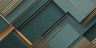 深绿配金几何抽象背景图
