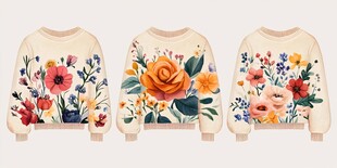 花卉图案卫衣设计展示